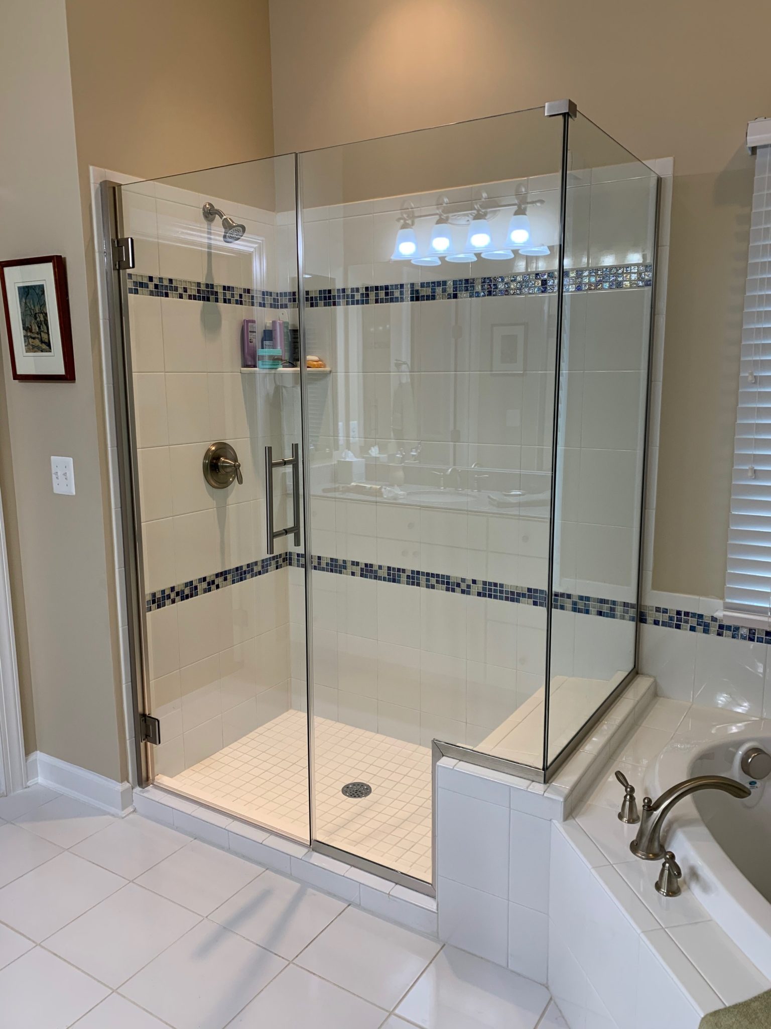 Replace shower doors with frameless