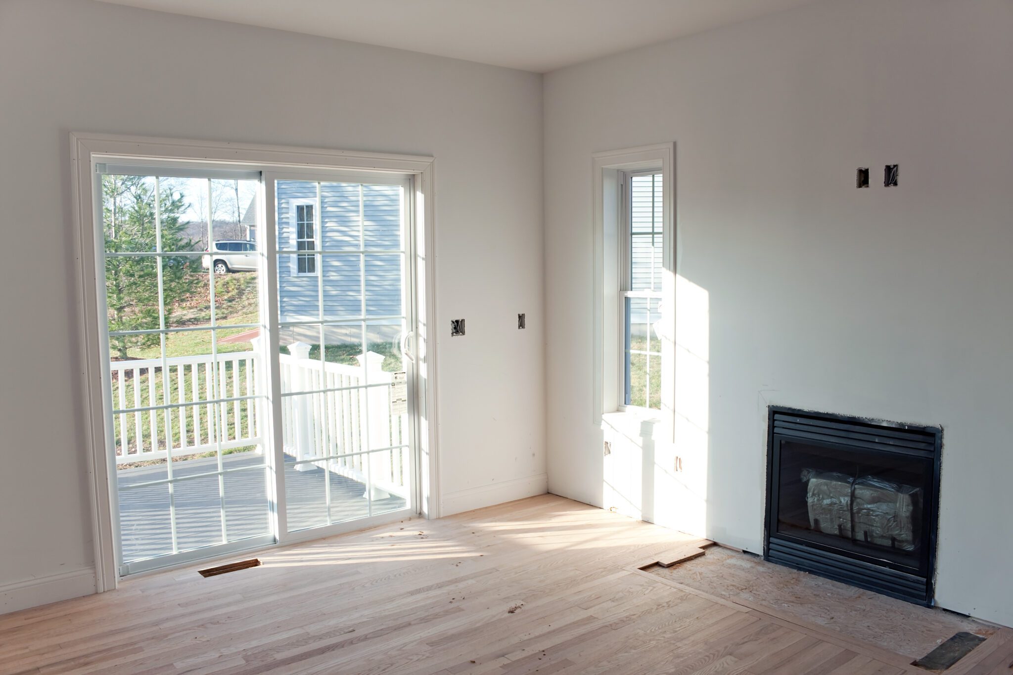Paned patio door leading to porch patio space
